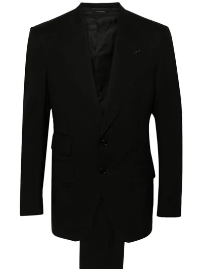 Tom Ford Twill Single-breasted Suit In Black