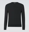 Tom Ford Fine Gauge Wool Knit Crewneck Sweater In Black