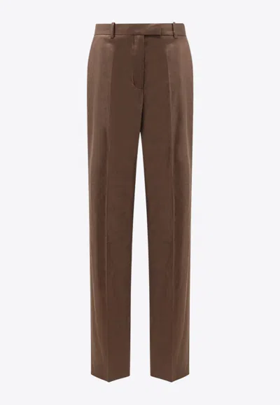 Tom Ford Wool Tailored Pants In Brown