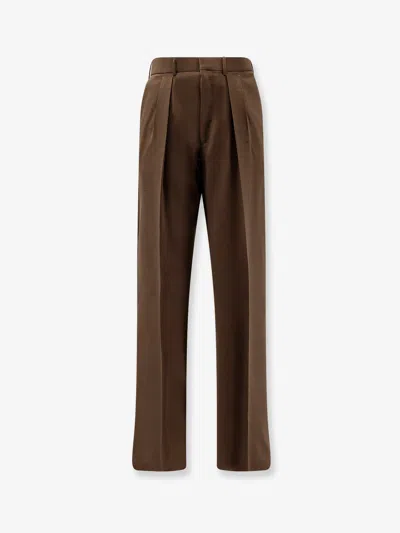 Tom Ford Pleated Trousers Belt Loops Buttoned Back Pocket In Brown