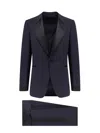 Tom Ford Wool Tuxedo With Contrasting Profiles In Blue