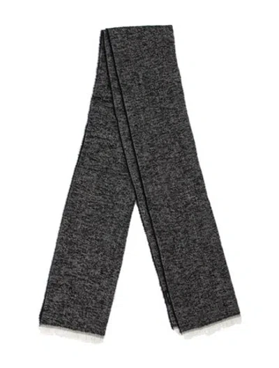 Pre-owned Tom Ford Wool Tweed Pattern Scarf In Black
