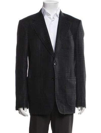 Pre-owned Tom Ford Wool Tweed Pattern Two-piece Blazer In Blue