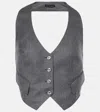 Tom Ford Wool Halterneck Open-back Vest With Dart Detailing In Grey