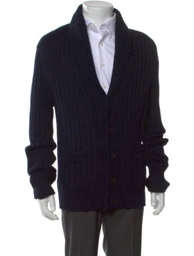 Pre-owned Tom Ford Wool V-neck Cardigan In Blue
