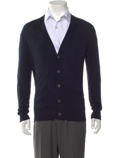 Pre-owned Tom Ford Wool V-neck Cardigan W/ Tags In Blue