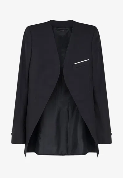 Tom Ford Wool-blend Buttoned Blazer In Black