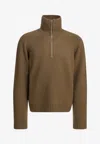 Tom Ford Cashmere Wool Blend Half Zip Pullover In Brown