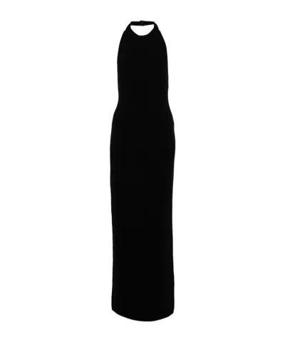 Tom Ford Wool-blend Halterneck Midi Dress In Black