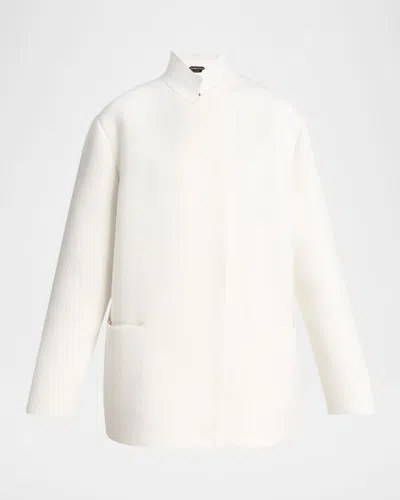 Tom Ford Double-breasted Cashmere-blend Blazer In White