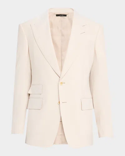 Tom Ford Wool/cashmere-blend Single-breasted Blazer In Neutral