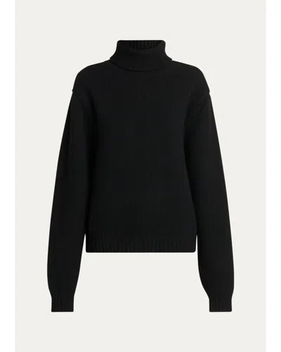Tom Ford Wool-cashmere-mohair Chunky Knit Turtleneck Sweater In Black