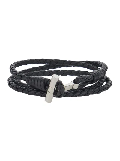 Tom Ford Woven Calf Leather Bracelet In Black