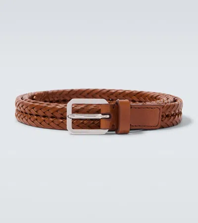 Tom Ford Woven Leather Belt In Brown