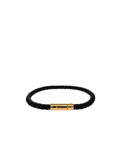 Tom Ford Woven Leather Bracelet In Black