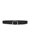 Tom Ford Woven Leather Oval Buckle Belt 30 Mm In Black