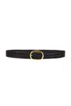 Tom Ford Woven Leather Oval Buckle Belt 30 Mm In Dark Brown