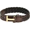 Tom Ford Woven Leather T Bracelet In Brown