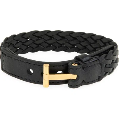 TOM FORD WOVEN LEATHER T BRACELET