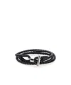 Tom Ford Black Bracelet With T Detail In Braided Leather Man In Black