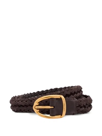 Tom Ford Woven Suede Belt In Brown