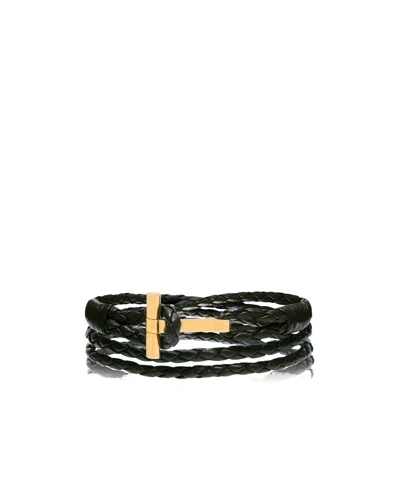 Tom Ford Woven T-shaped Bracelet In Black