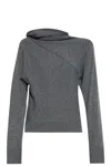 Tom Ford Wrap Collar Cashmere Blend Sweater In Gray