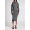 Tom Ford Wrap Collar Cashmere Blend Sweater In Gray