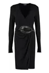 Tom Ford Jersey Wrap Black Viscose Midi Dress In Black