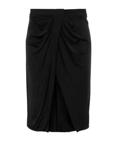 Tom Ford Draped Jersey Midi Skirt In Black