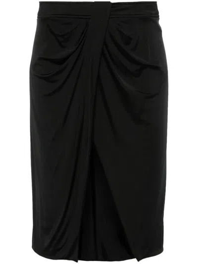 Tom Ford Draped Jersey Midi Skirt In Black
