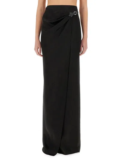 Tom Ford Wrap Maxi Skirt With Leather Belt In Green