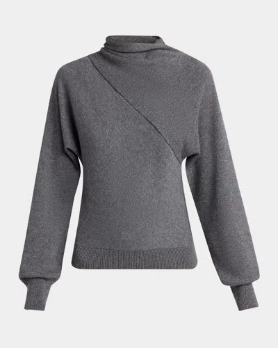 Tom Ford Wrap-neck Fine Cashmere-cotton Sweater In Gray