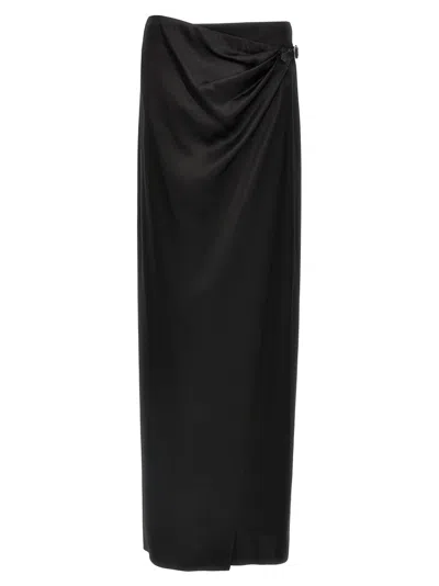 Tom Ford Maxi Wrap Skirt With Belt Detail In Black