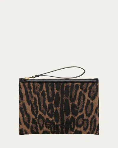 Tom Ford Wristlet Pouch Bag In Jacquard And Calf Leather