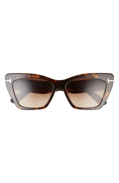Tom Ford Wyatt 56mm Gradient Cat Eye Sunglasses In Brown