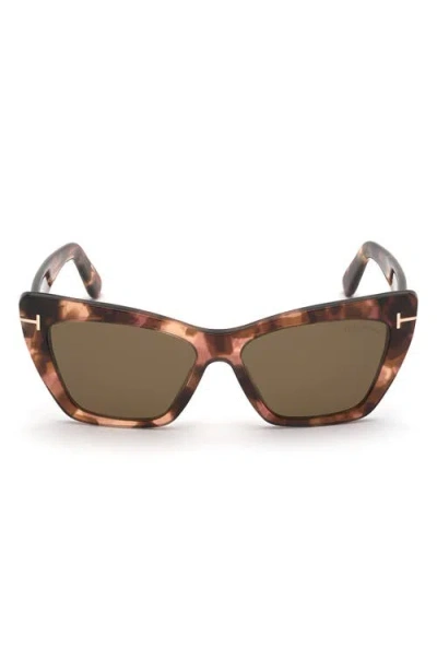 Tom Ford Wyatt 56mm Gradient Cat Eye Sunglasses In Brown