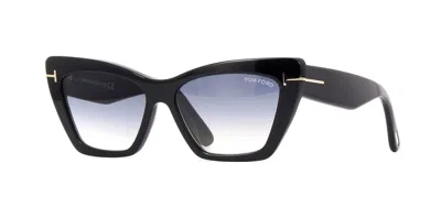 Pre-owned Tom Ford Wyatt Ft 0871 Shiny Black/grey Shaded (01b) Sunglasses