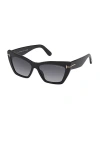 Tom Ford Wyatt Sunglasses In Shiny Black & Gradient Smoke Lens