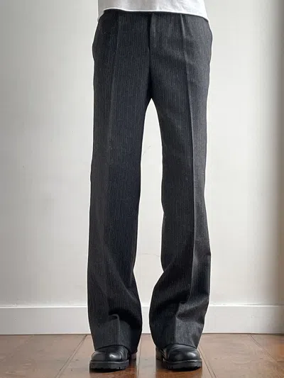Pre-owned Tom Ford X Ysl Rive Gauche By Tom Ford Flared Pinstripe Wool Pants In Grey