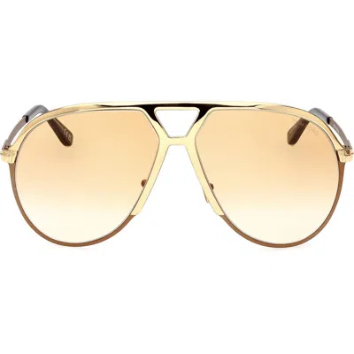 Tom Ford Xavier 64mm Gradient Oversize Pilot Sunglasses In Gold