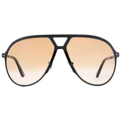 Pre-owned Tom Ford Xavier Brown Gradient Pilot Men's Sunglasses Ft1060 01f 64 In Orange