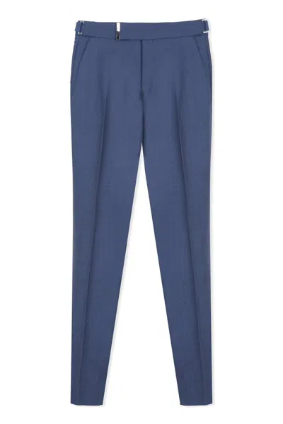 Tom Ford Yarn Dyed Mikado Atticus Trousers In Blue