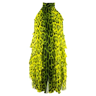 Pre-owned Tom Ford Yellow And Green Leopard Print Dress