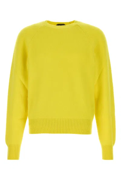 Tom Ford Crew-neck Cashmere Sweater In Yellow