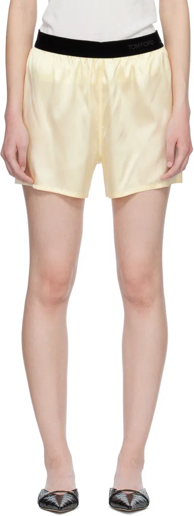 Tom Ford Yellow Stretch Silk Satin Boxer Shorts In Multi