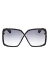 Tom Ford Solange 02 Butterfly-frame Sunglasses In Shiny Black / Grad Smoke