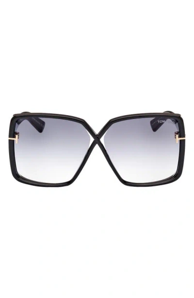 Tom Ford Yvonne 63mm Oversize Gradient Butterfly Sunglasses In Black