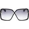 Tom Ford Yvonne 63mm Oversize Gradient Butterfly Sunglasses In Black