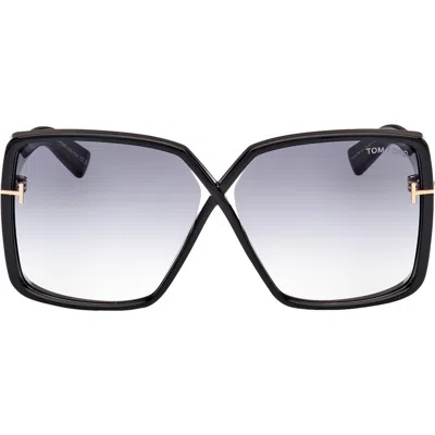 Tom Ford Yvonne 63mm Oversize Gradient Butterfly Sunglasses In Black